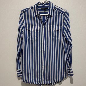 Banana Republic Blue and White Striped Button Down Shirt